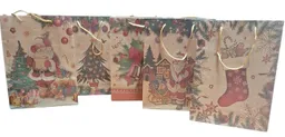 Bolsa Kraft Con Diseño Navideño 15x20x6 Cm