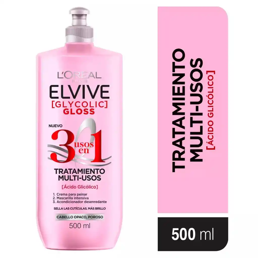 Elvive Glycolic Gloss 3 En 1 Tratamiento 500 Ml