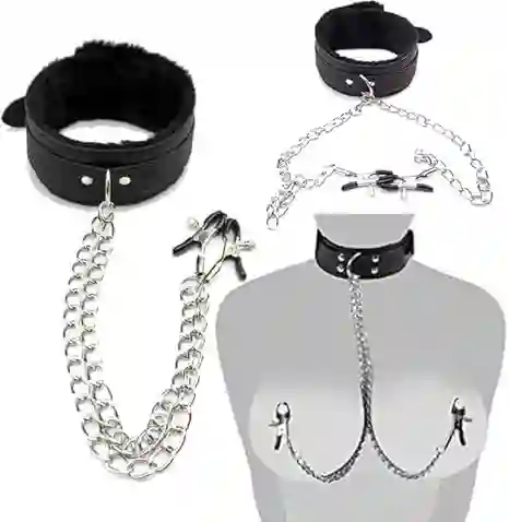 Collar De Sumisión Con Clip Para Pezones