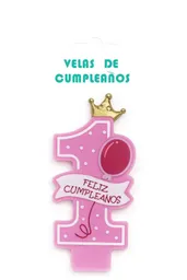 Vela De Cumpleaños 1er Año Rosado