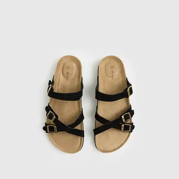 Sandalias Cruzadas Suede 37 Negro