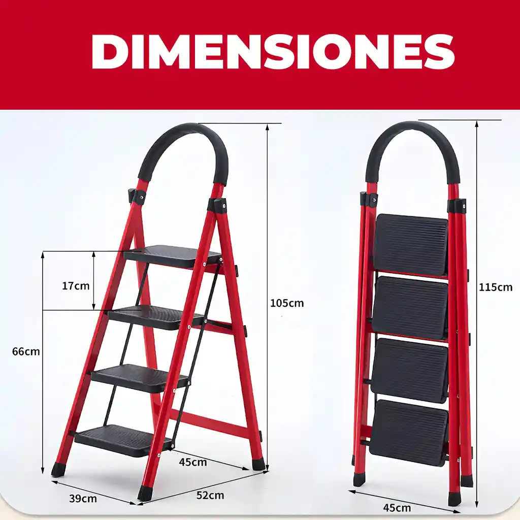 Escalera Plegable 4 Escalones Resistente Escala Ferreteria Hogar