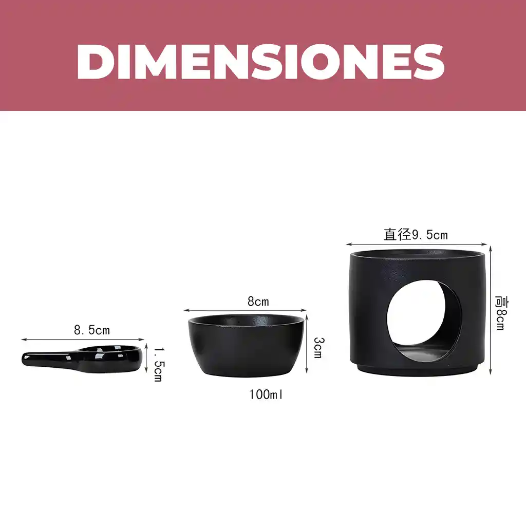 Porta Vela Difusor Quemador Aceite De Cerámica Negro Hogar Aromaterapia