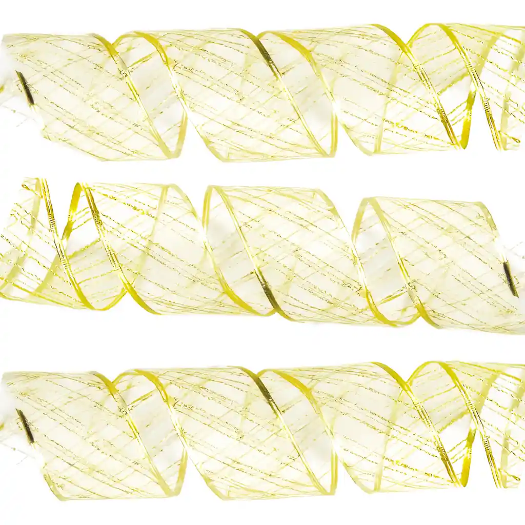 3 Cintas #2 Decorativas Navideña Dorada Arbol Hogar Oficina 6.3 Cm X 2.7 M