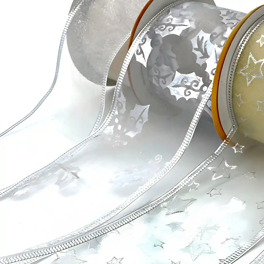 3 Cintas Navidad Decorativas Gris 6,3 Cm X 2,7 Mts