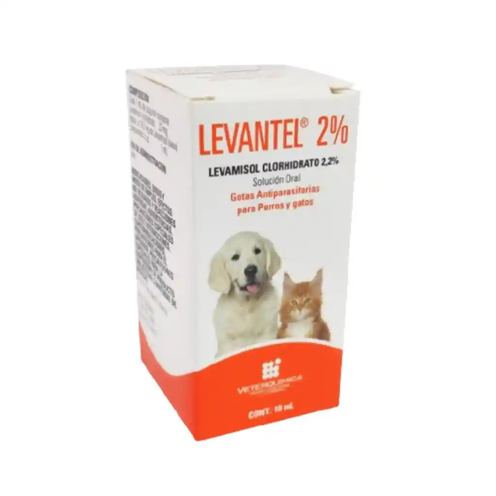 Levantel 2%, Antiparasitario Para Perros Y Gatos (10ml)