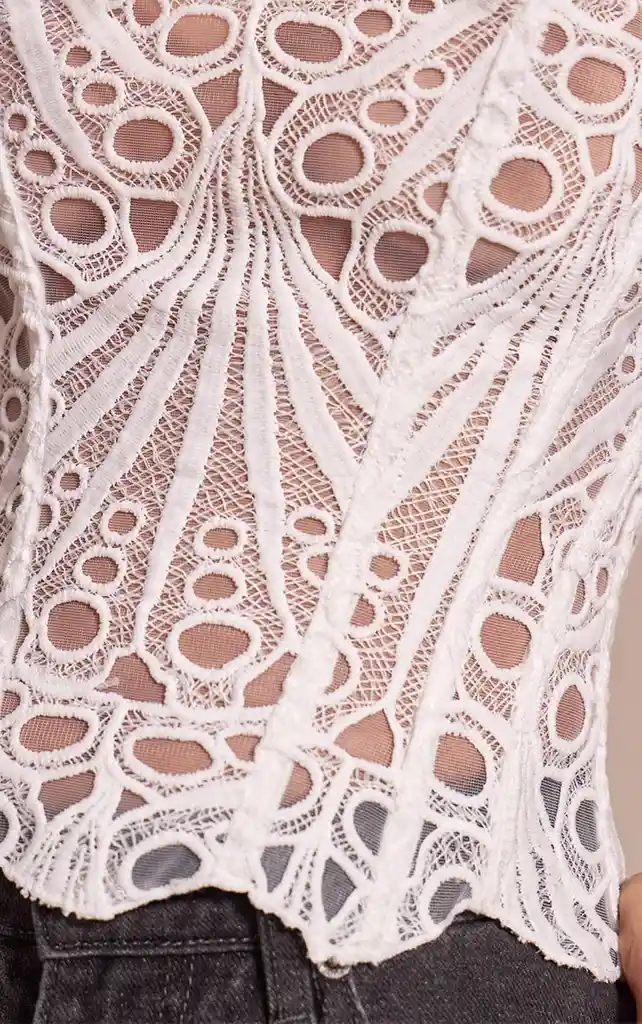 Corset Top Blanco Floral 2xl