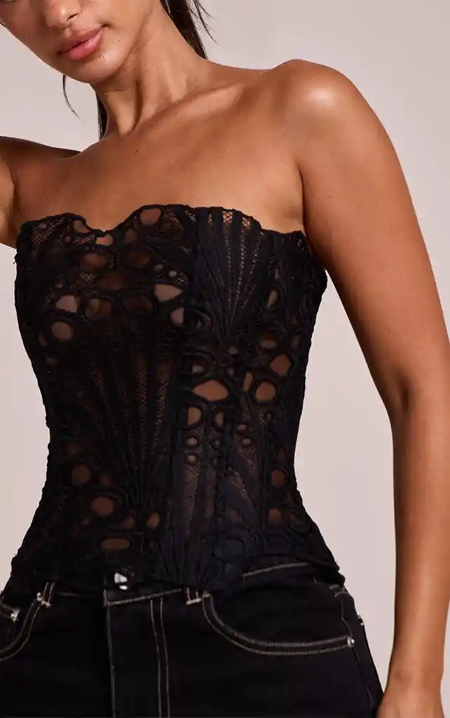 Corset Top Negro Floral Xl