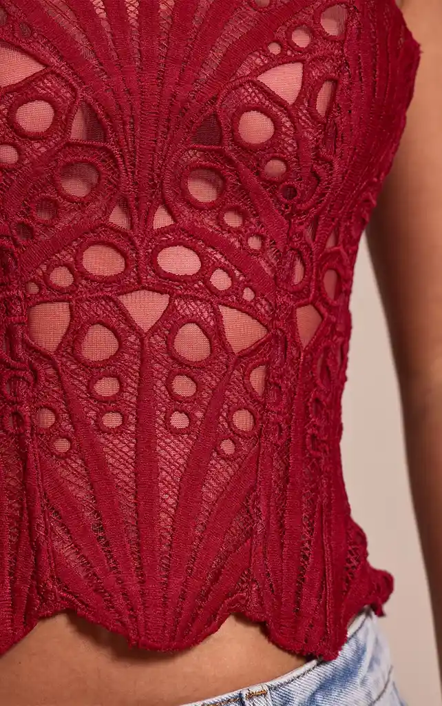 Corset Top Burdeo Floral M