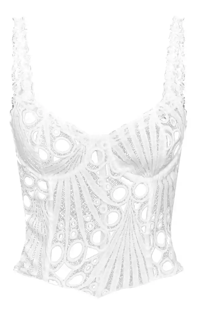 Corset Top Blanco Floral S