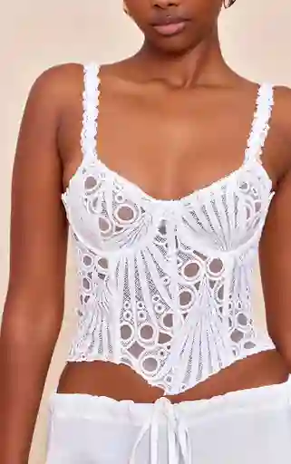Corset Top Blanco Floral M