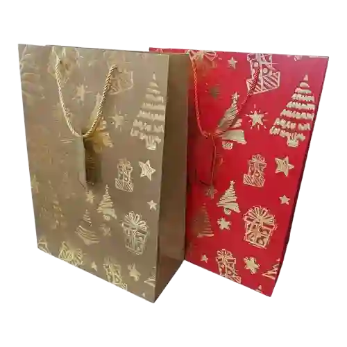 Bolsa De Regalo Navidad Detalles En Foil Y Textura 41x12x29,5cm