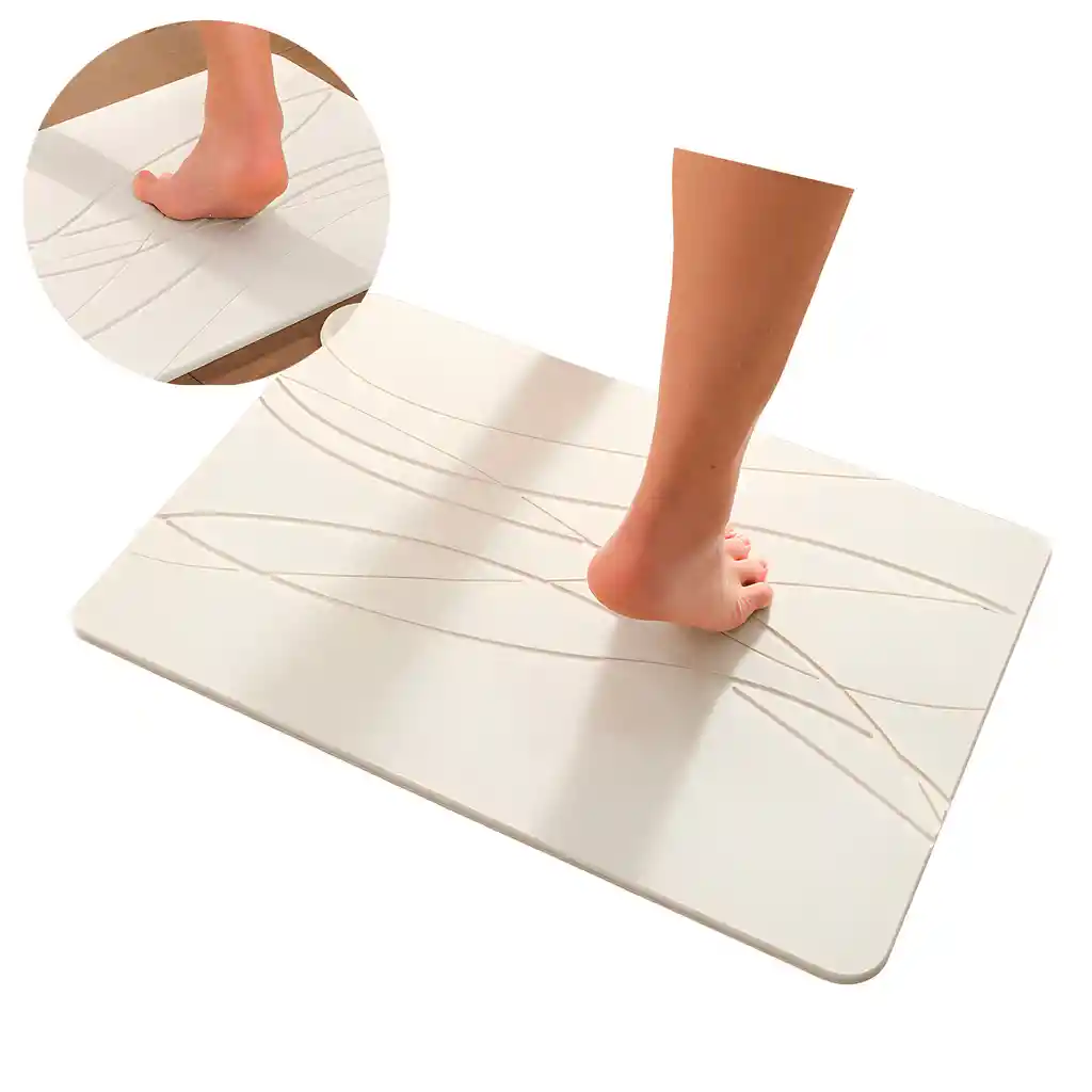 Alfombra Salida De Baño Absorbente Piedra Diatomita 60x39cm