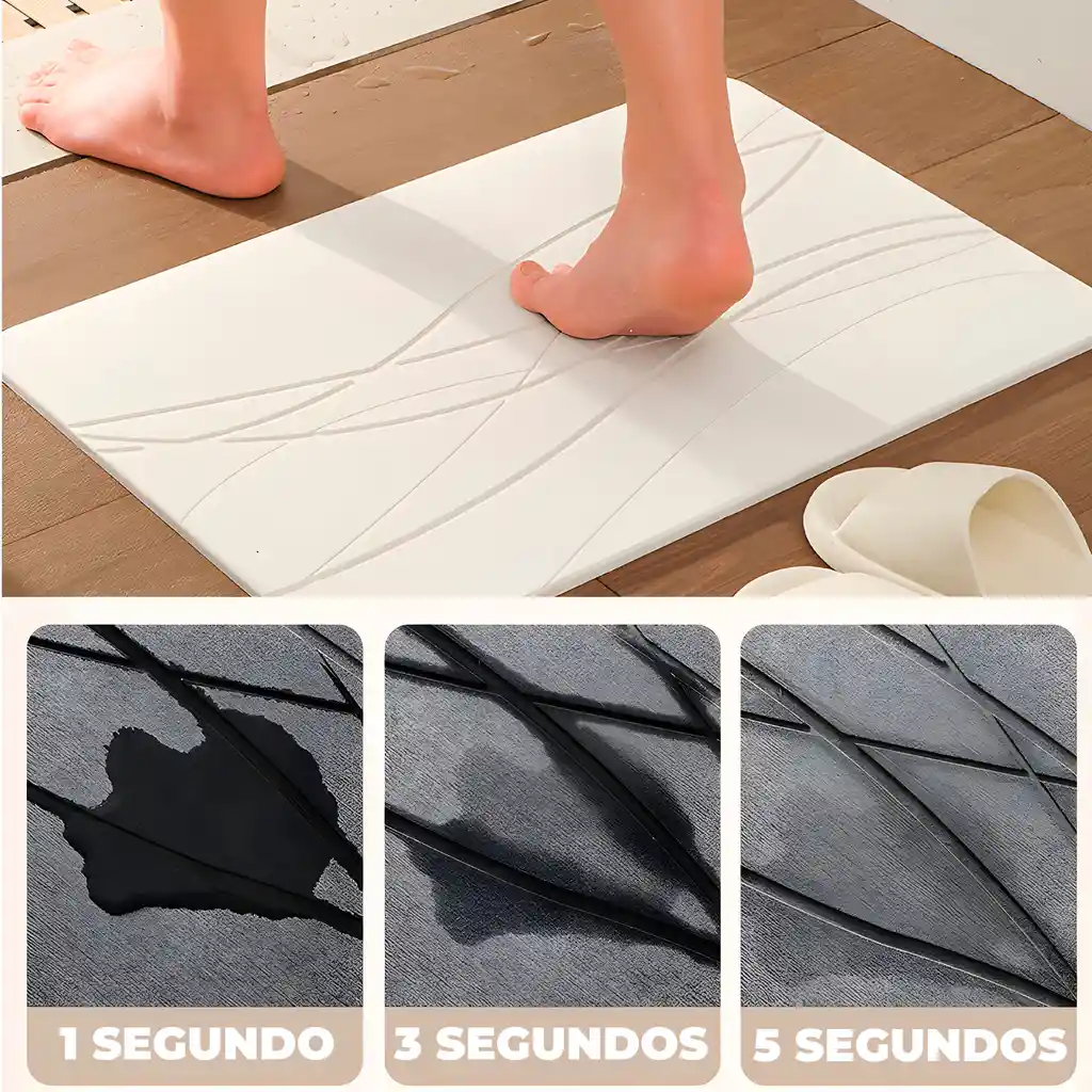 Alfombra Salida De Baño Absorbente Piedra Diatomita 60x39cm