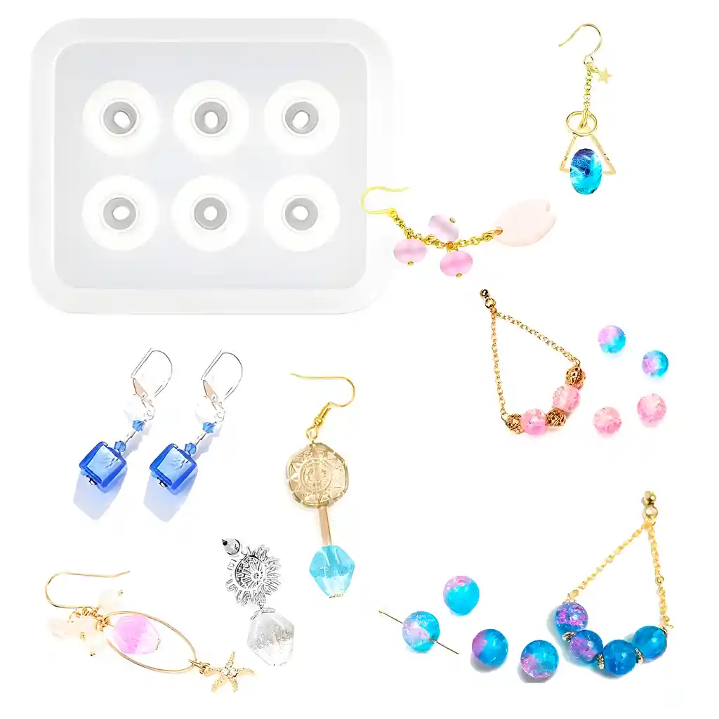 6 Moldes De Silicona Cuentas Para Pulseras Aros Resina Epoxy