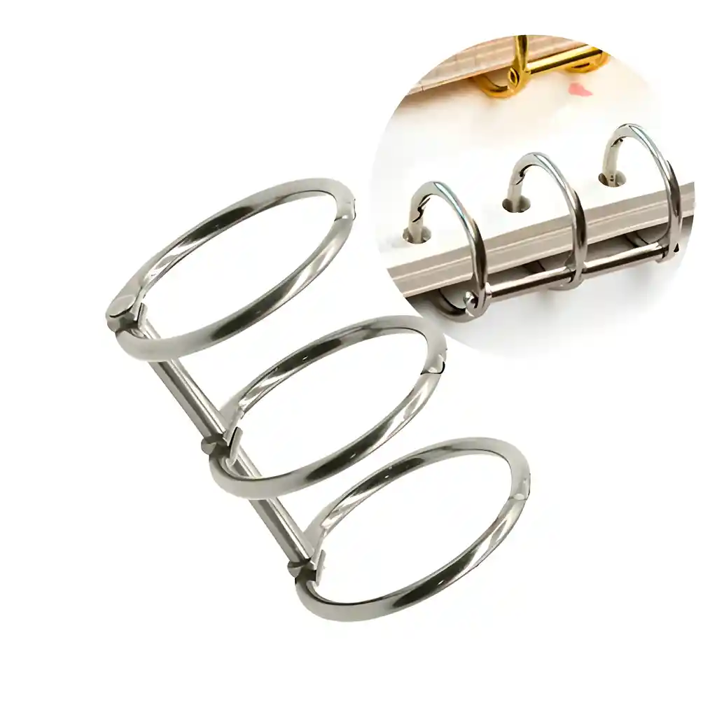 20 Anillas Encuadernación 3 Ganchos Plata 2.2 X 1.5 Cm