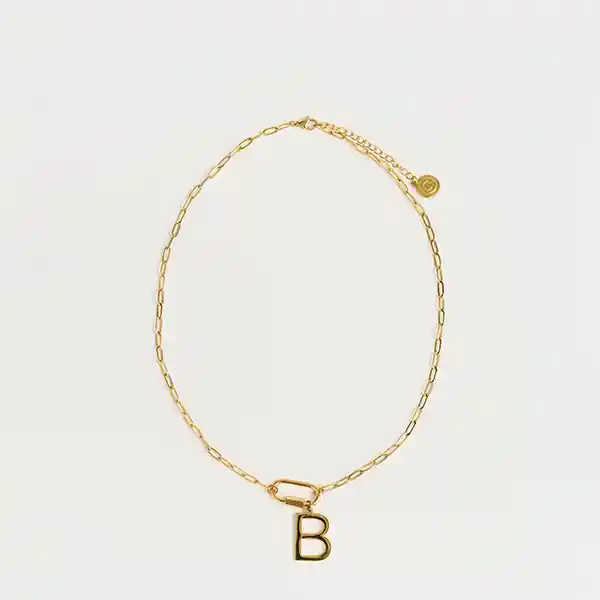 Collar Navidad Broche Charm Letra B Dorado
