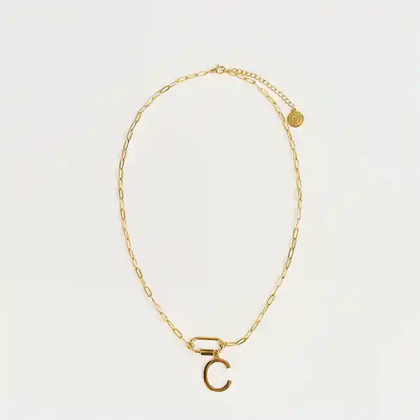Collar Navidad Broche Charm Letra C Dorado