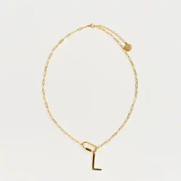 Collar Navidad Broche Charm Letra L Dorado
