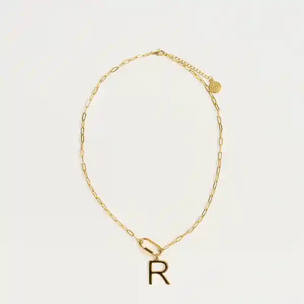 Collar Navidad Broche Charm Letra R Dorado