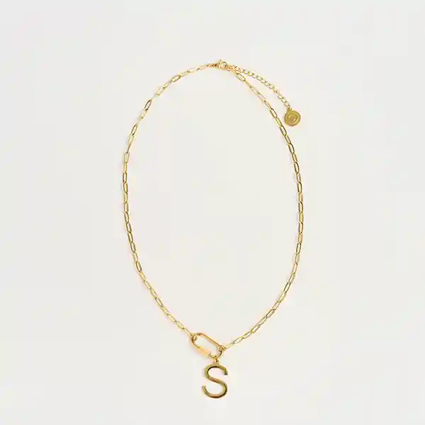 Collar Navidad Broche Charm Letra S Dorado