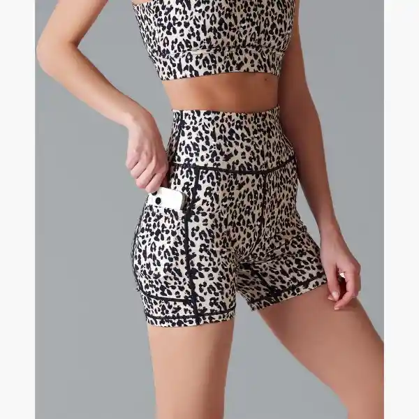 Short Deportivo Active Animal Print Xs Beige