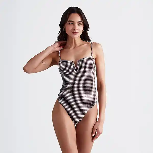 Traje De Baño Paradiso Cuadros Xl Café