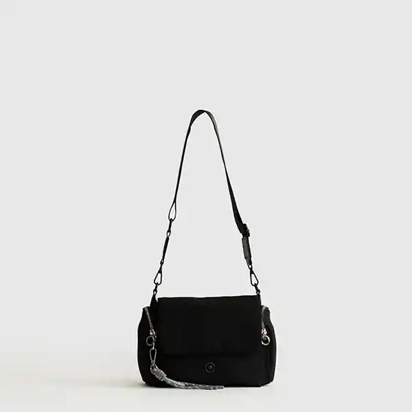 Cartera Bandolera Street Nylon Cierre Snap Negro