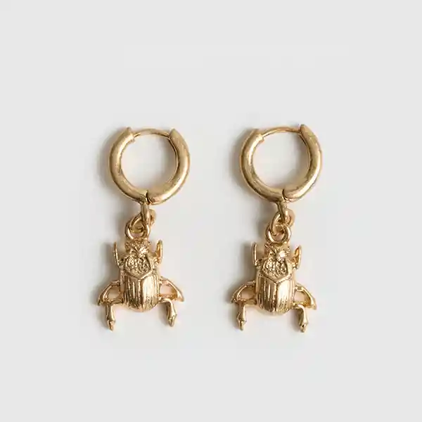 Aros Insectos Argolla Pequeña Escarabajo Dorado