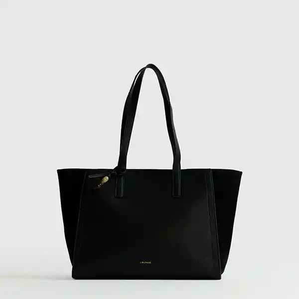 Bolso Notebook Fake Suede Charm Resina Negro