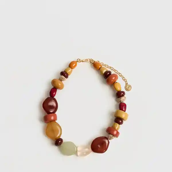 Collar Piedras Resina Irregulares Amarillo