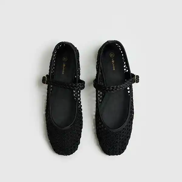 Sandalias Ballerina Tejida 35 Negro