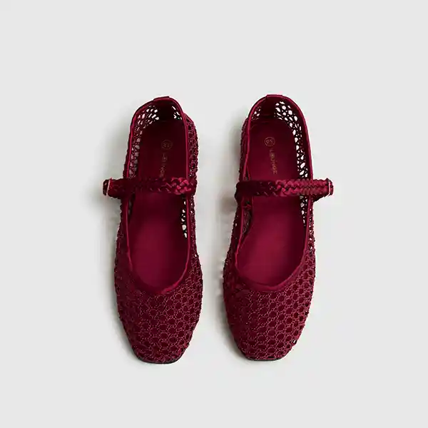 Sandalias Ballerina Tejida 36 Burdeo