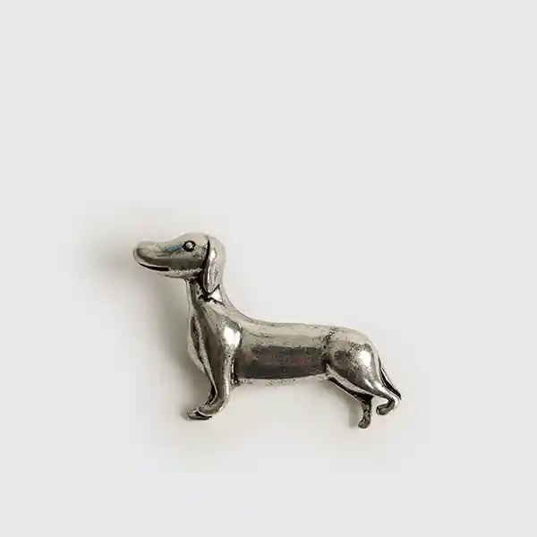 Prendedor Fiesta Perro Salchicha Plateado