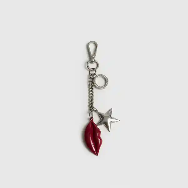 Llavero Craft Cadena Charm Beso Plateado