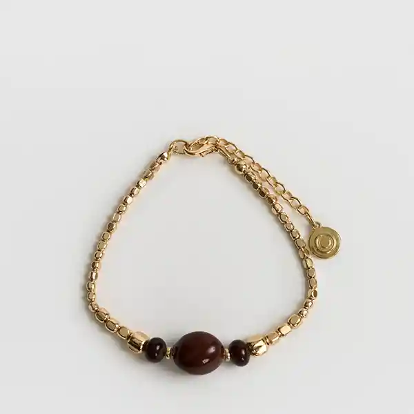 Pulsera Boho Mostacillas Piedras Dorado