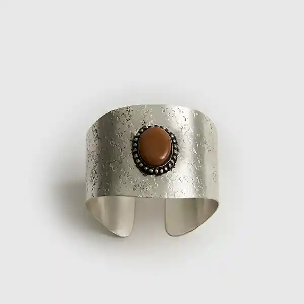 Esclava Boho Piedra Resina Plateado