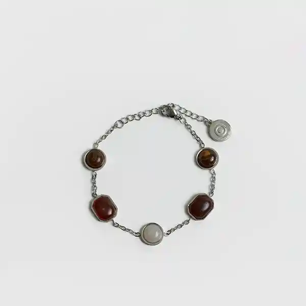 Pulsera Cadena Resina Plateado
