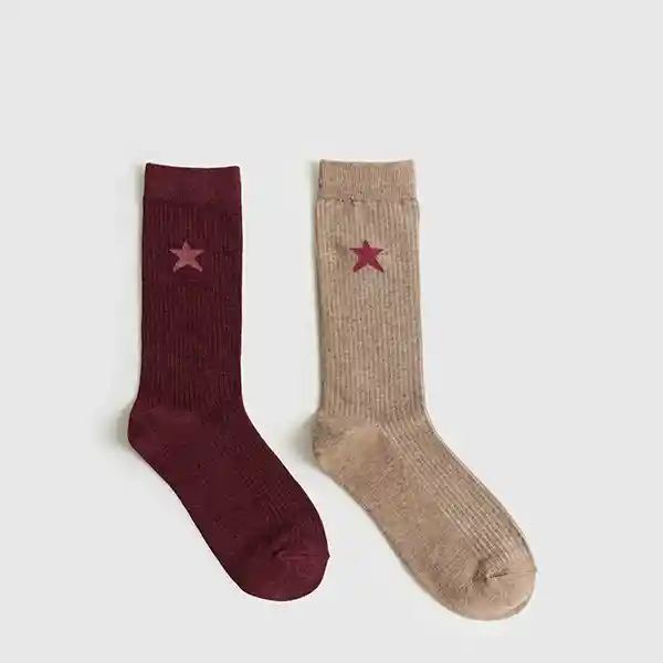 Set Calcetines Dreamy Caña Alta Media Luna M/l Burdeo