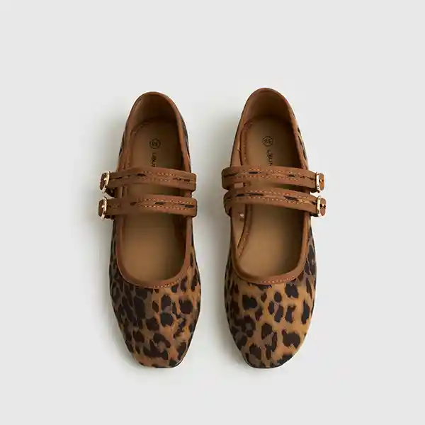 Zapato Ballerina Animal Print 40 Café