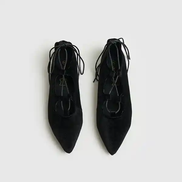 Zapato Ballerina Terciopelo Amarras 38 Negro