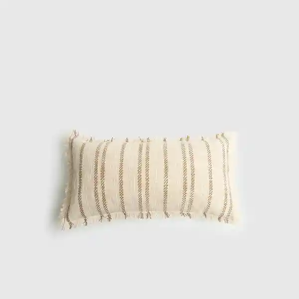 Cojín Street Funda Lavable Fringes Líneas 30 X 60 Cm Blanco