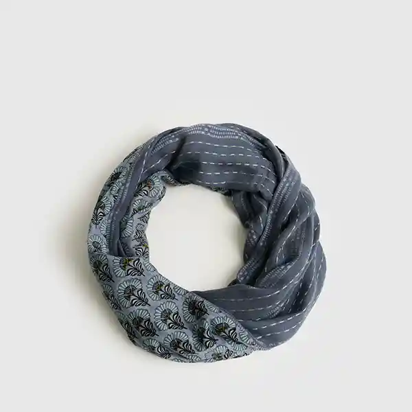 Bufanda Boho Loop Flores 65 X 180 Cm Azul