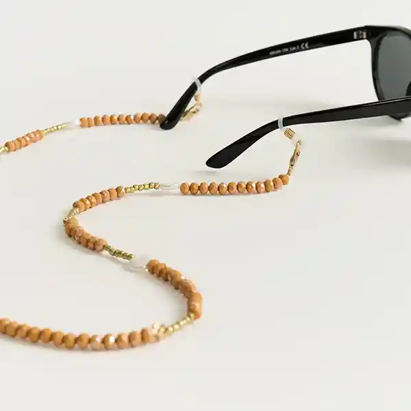 Strap Sujetador Lentes Mostacillas Flor Perlas Amarillo