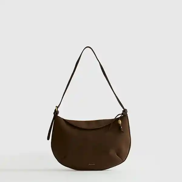 Cartera Bandolera Fake Suede Solapa Café