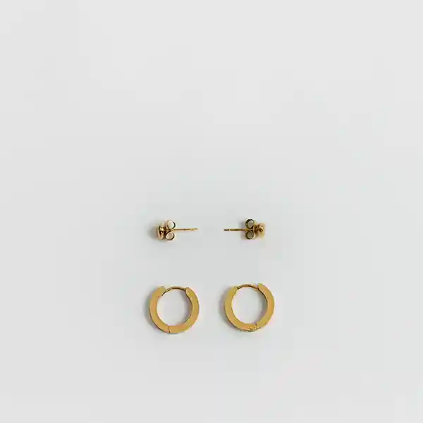 Set Aros Woman Corazón Argolla Dorado