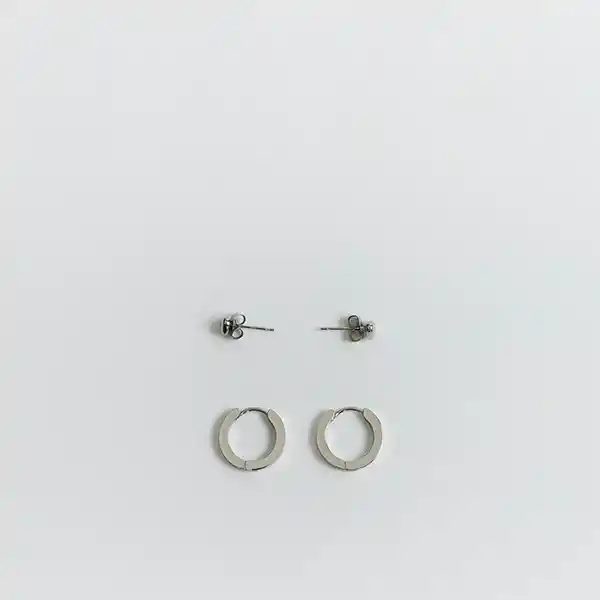 Set Aros Woman Corazón Argolla Plateado