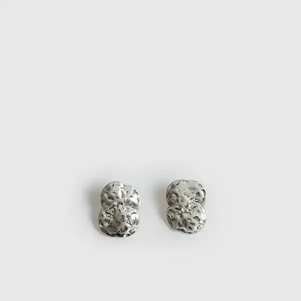 Aros Boho Flor Machacada Plateado