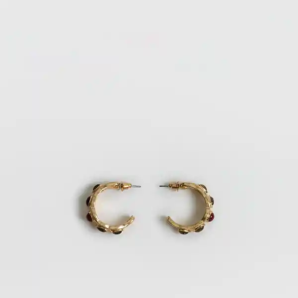 Aros Boho Argollas Machacadas Piedras Dorado