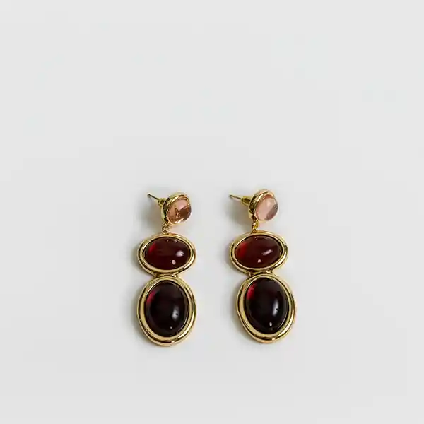 Aros Boho Piedras Colgantes Dorado